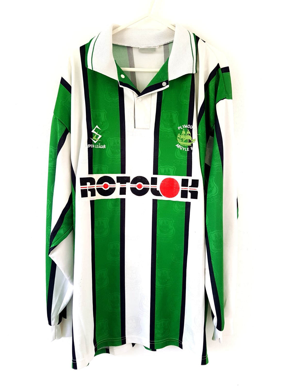 Plymouth Argyle Player Issue Home Shirt 1996. XXL 2XL. Original Long Sleeves Top