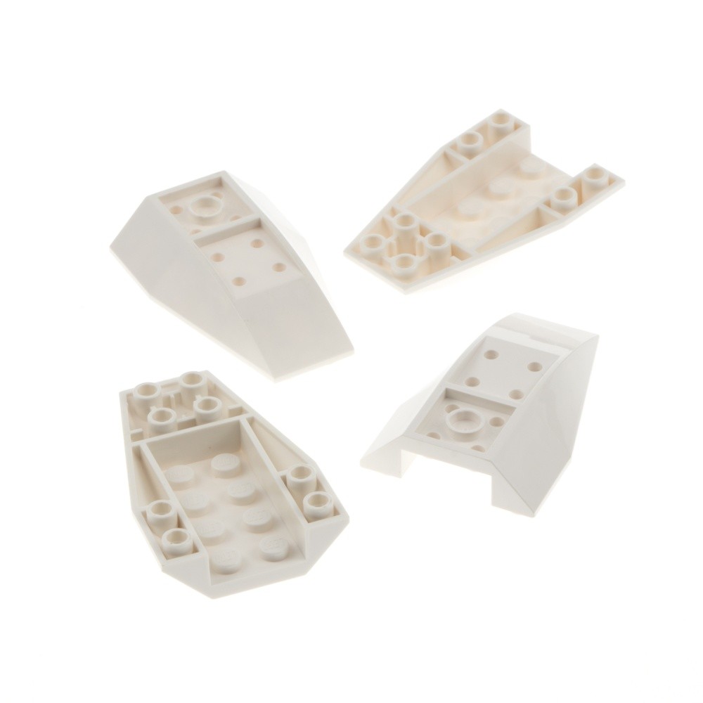 4x Lego Roof Brick 6x4x1 White Inverted Curved Wedge Slope 7237 7623 43713
