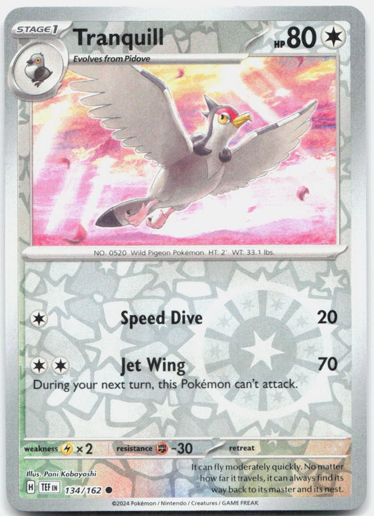 Tranquill 134/162 Common Temporal Forces Pokemon Reverse Holo Near Mint