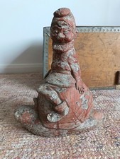 Vintage Garden Gnome on Snail Reconstituted Stone Red