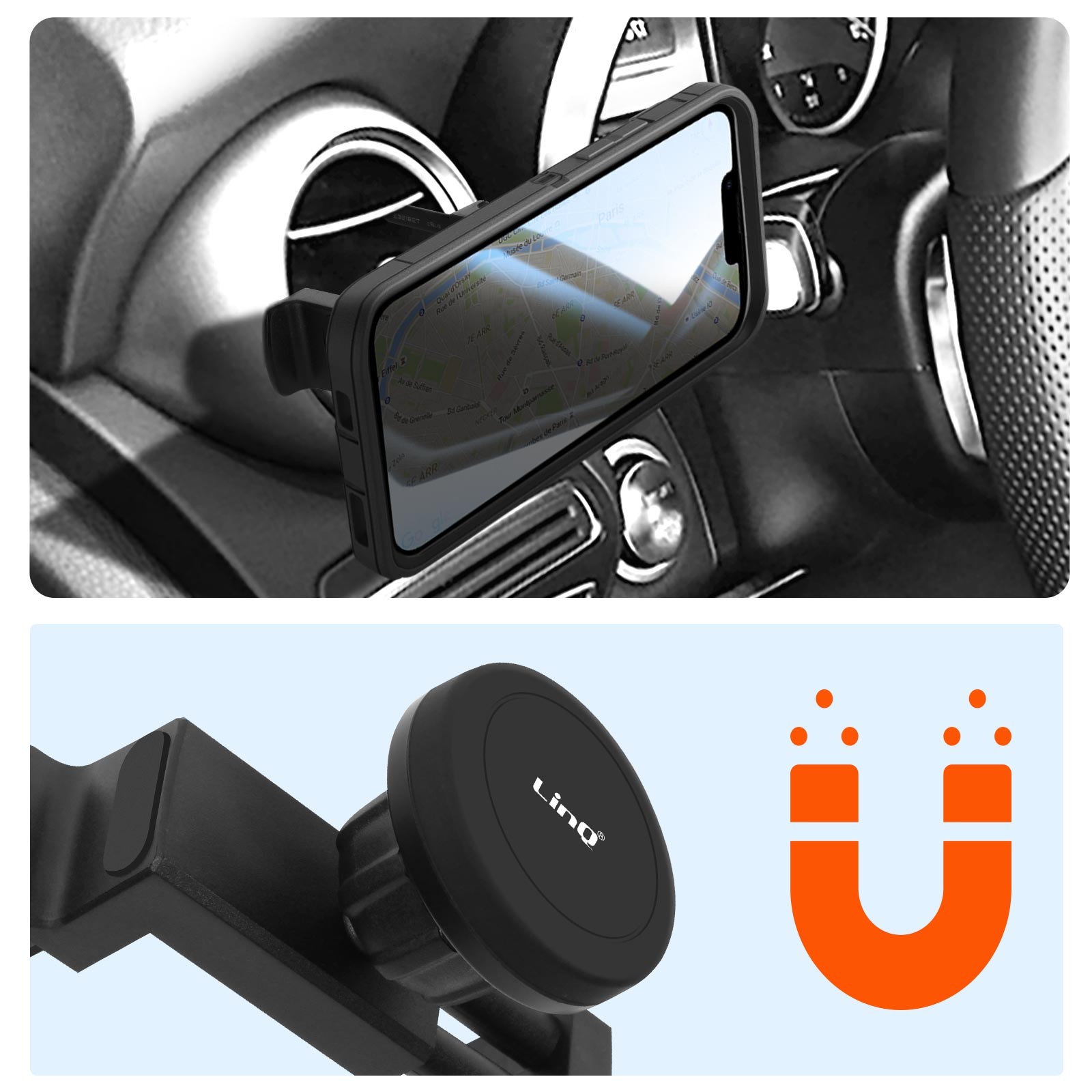 Support voiture 15W LinQ induction avec fixation stable