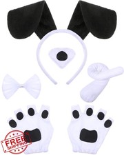 Syhood Puppy Costume Ears Headband Bowtie Tail Paw Gloves Carnival Set