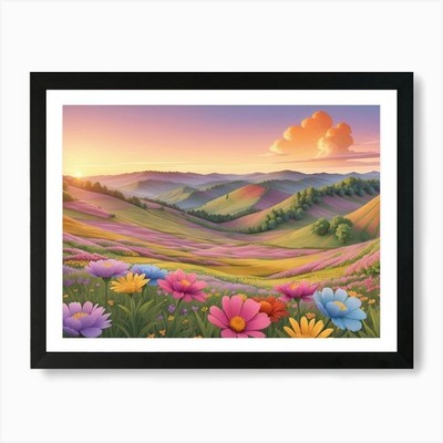 3D Animation Stil Eine ruhige Landsca gerahmtes Wandbild Poster Leinwanddruck Bild