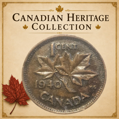 1940 Canada One Cent – King George VI – Maple Leaf Penny – DARK PATINA