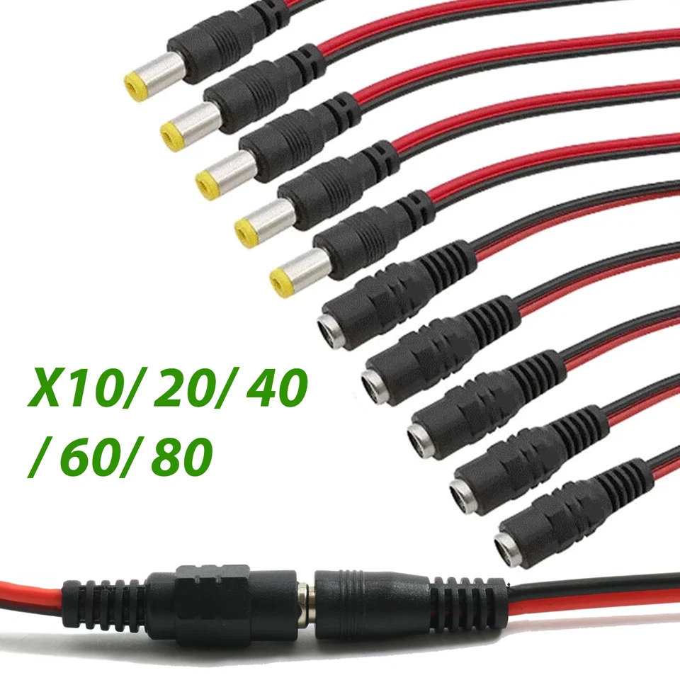 12V 5A 18AWG Pure Copper DC Power Cable - 5.5x2.1mm Male Female CCTV LED Router - Image 2 of 4