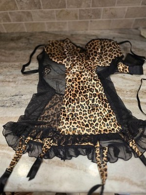 NEW Seduction By Frederick s Hollywood Sexy Black Sheer Lingerie w/thong  Large