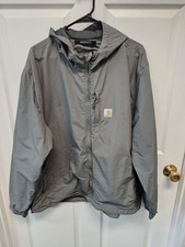 Carhartt Men's 2XL Gray Relaxed Fit Rain Defender Light Weight Hooded Jacket