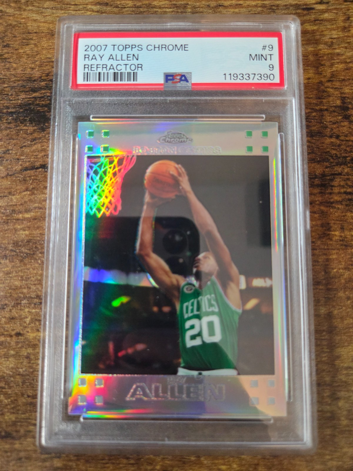 2007-08 Topps Chrome Ray Allen Refractor 166/999 PSA 9 Mint #9 Boston Celtics