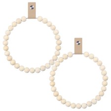 4 pcs Wooden Bead Towel Ring - Wall Mounted Hand Towel Holder for Bathroom