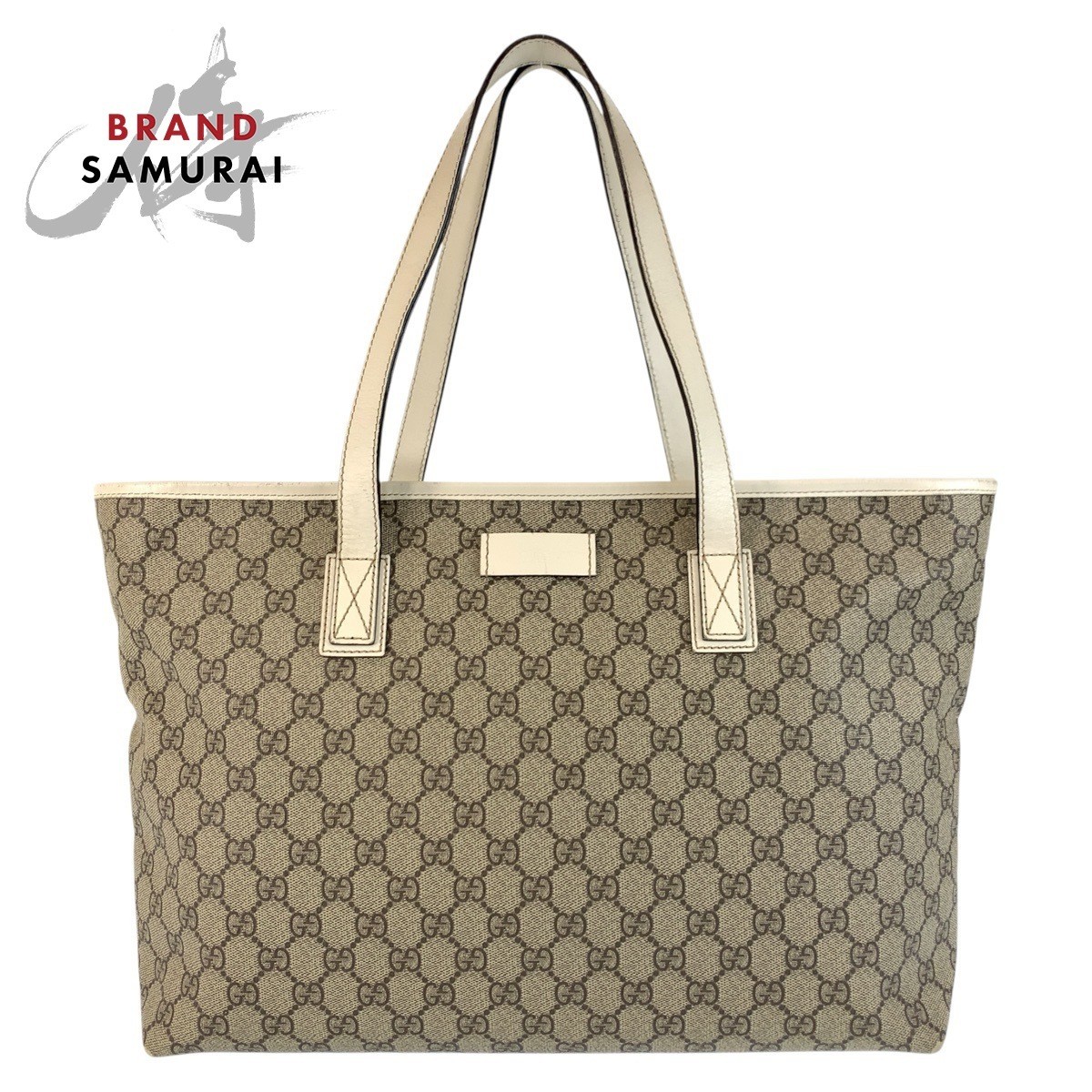 Gucci Beige Ivory GG Supreme Canvas Leather 211137 Tote Shoulder Bag 503544