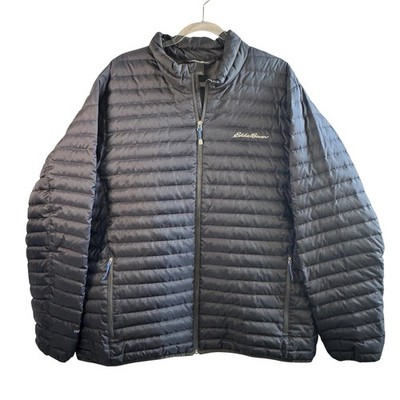 Eddie Bauer Men 2XL Microtherm EB650 Down Puffer Jacket Navy Blue Quilted Tech