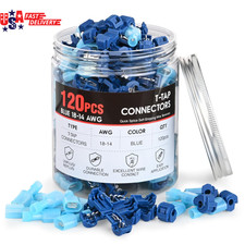 120PCS/60 Pairs Quick Splice Disconnect Wire Terminals T-Tap Spade Connectors Bl