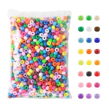 Simetufy 1200 Pcs Plastic Pony Beads for Bracelet Making, Small, Classic