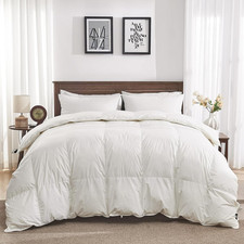 Goose Feather down Fiber Comforter King Size - 100 Organic Cotton Shell All Sea
