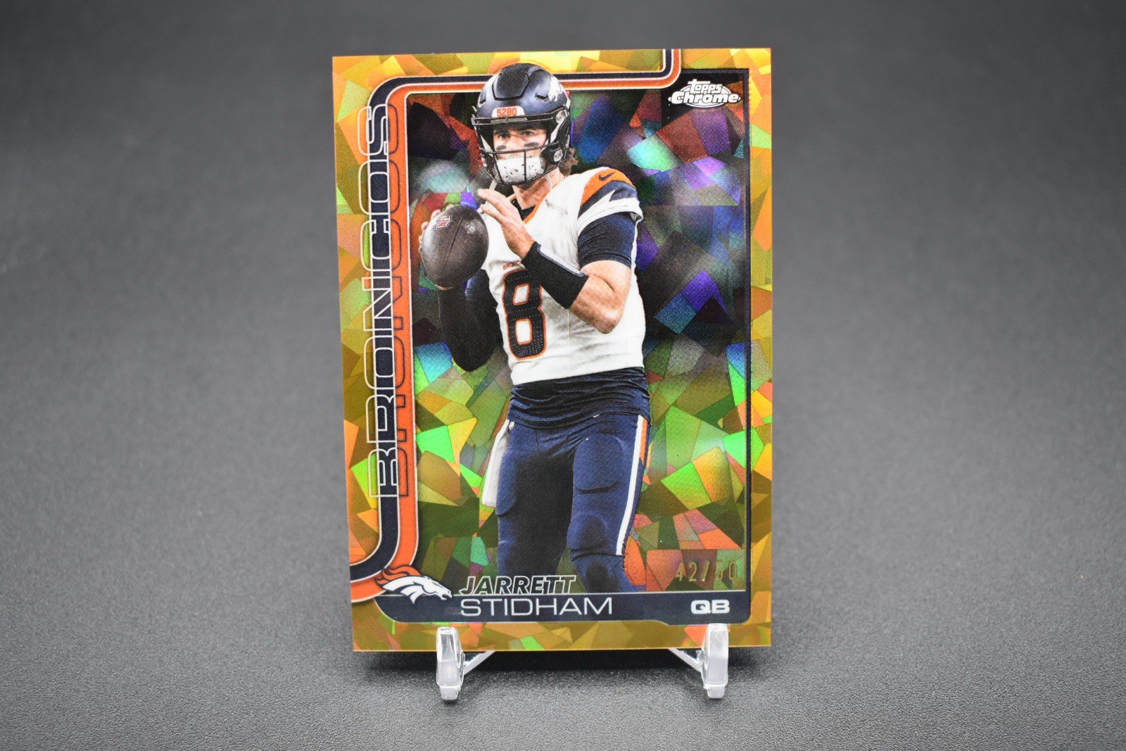 2025 Topps Chrome Sapphire #89 Jarrett Stidham Gold /50 Denver Broncos SSP