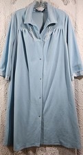 Vanity Fair House Coat Dressing Robe Velvet Blue Womens Size M Nightgown Cottage