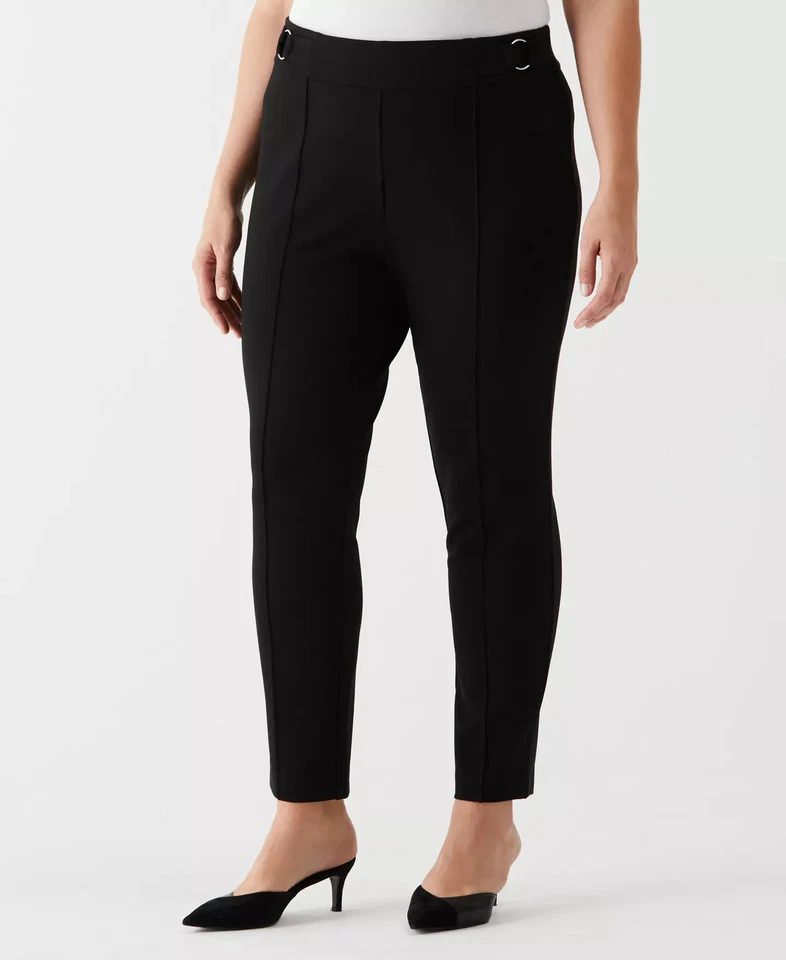 Pantalones para mujer Rafaella talla grande talla 20W pierna ajustada pantalón al tobillo con Foto 3 de 4