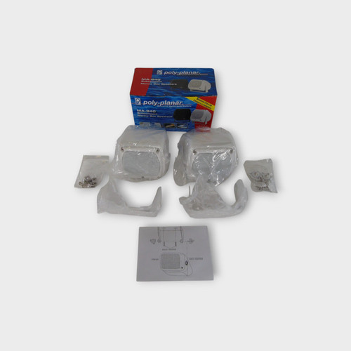 Poly-Planar MA-840 Subcompact Marine Speakers x2 80 Watts (White) New Open Box - Foto 1 di 8