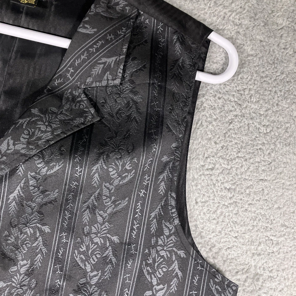 VTG Scully Floral Jacquard Formal Vest Mens XLT Tall Button Up Wedding Tuxedo - Image 4 of 4