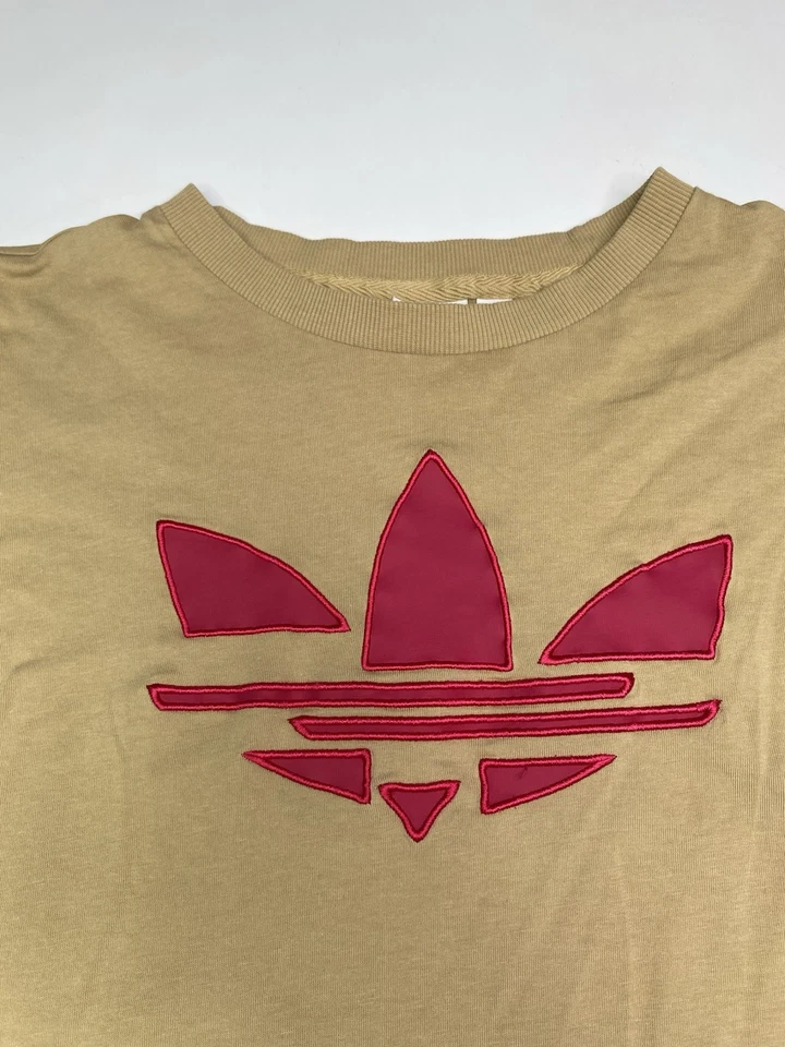 VTG Adidas Brown Women's Originals Tee T-Shirt Embroidered Pink Logo Size XL - Image 4 of 4