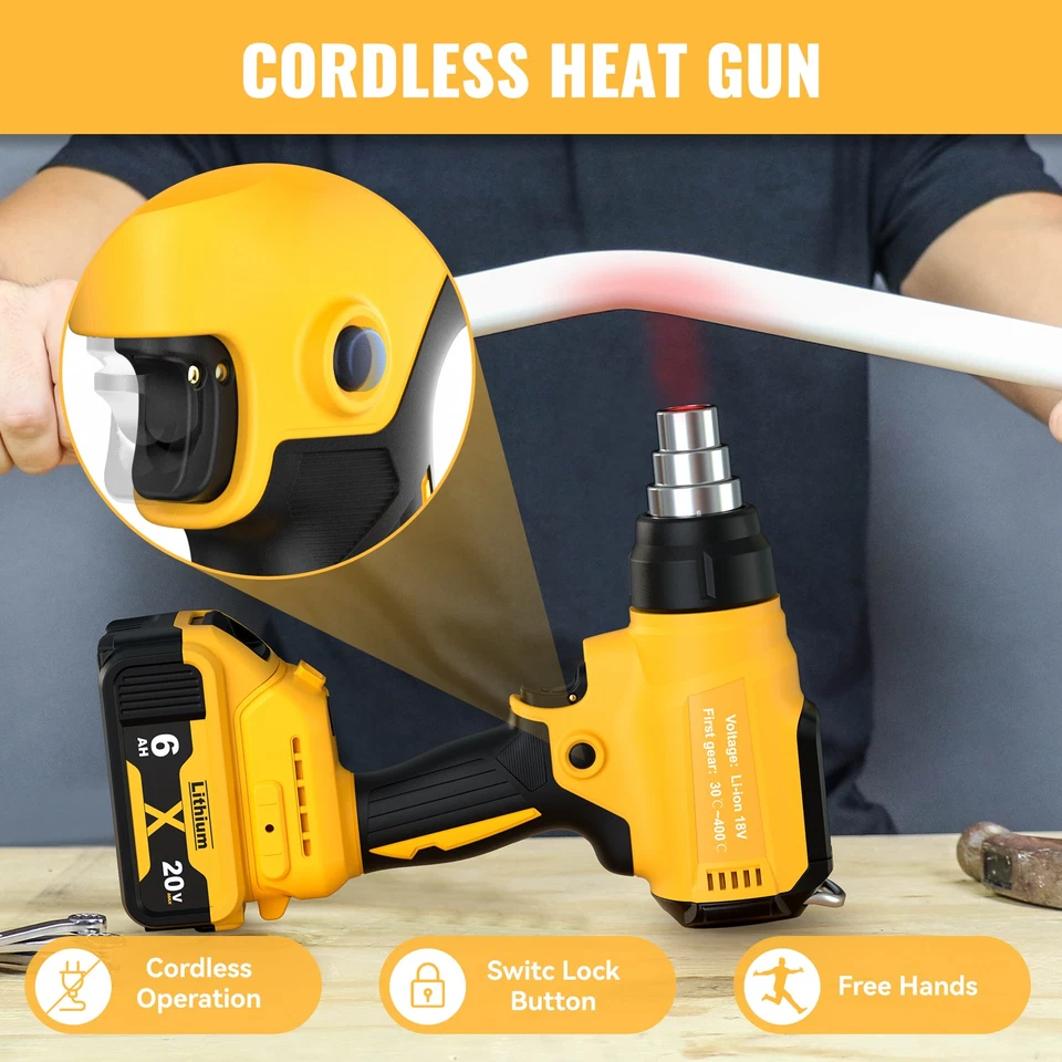 Hot Air Gun Cordless For Dewalt 18V Li-Ion Battery Electric Heat Gun w/ 4 Nozzle - Image 4 of 4