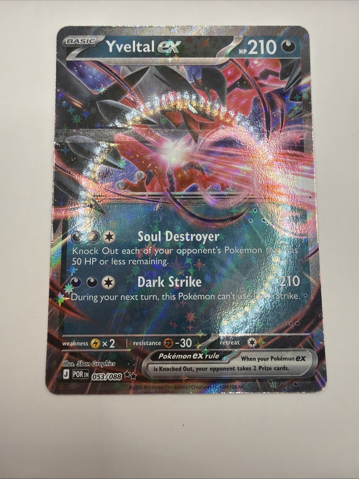 Yveltal ex 053/088 Me03: Perfect Order Holo *ERROR* Pokémon Card