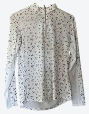 San Soleil XS Long Sleeve 1/4 Zip UPF 50 Women's Top Light White Gold Geometric