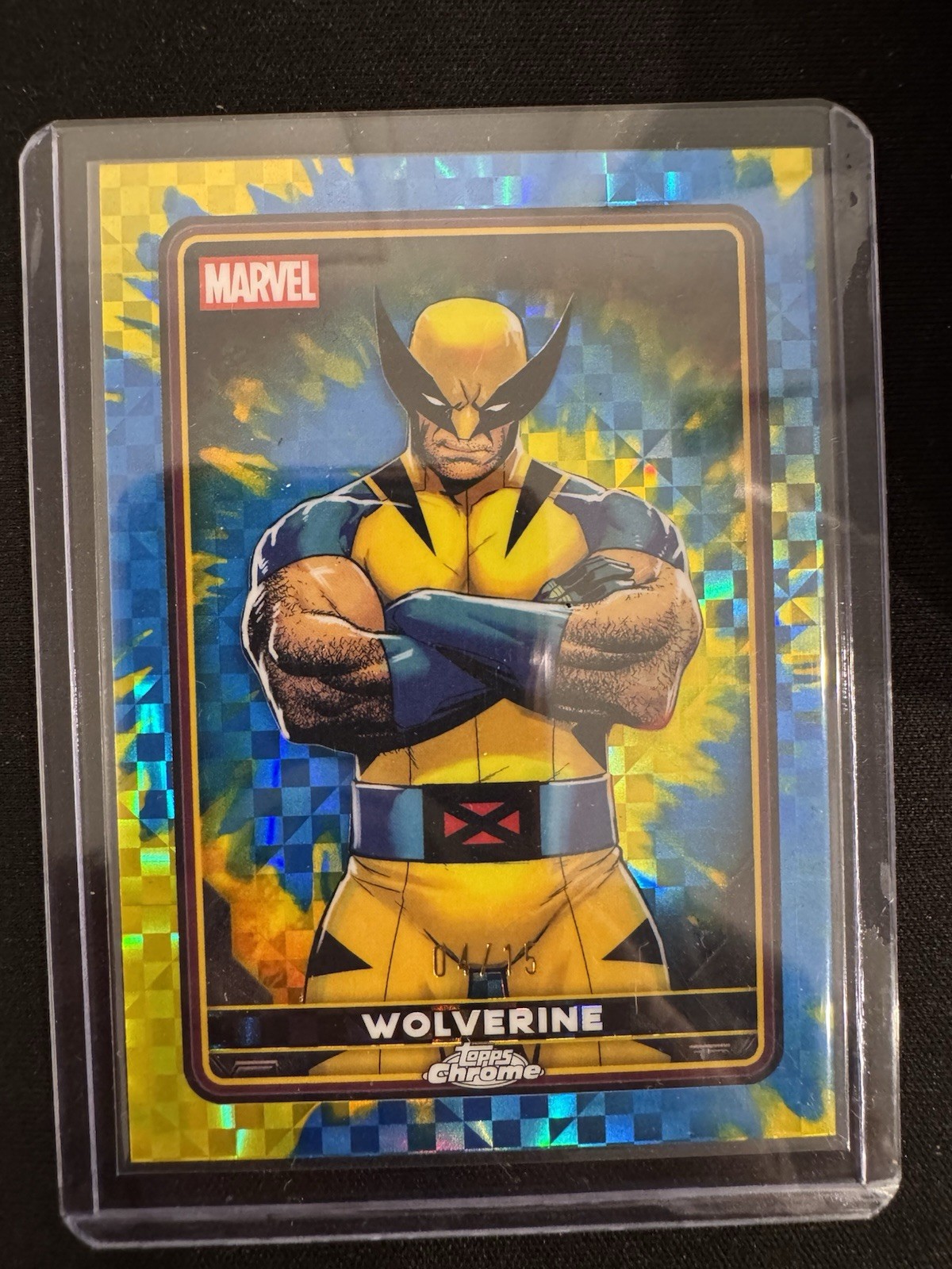 Wolverine 2025 Topps Chrome Deadpool Wolverine Yellow and Blue X-Fractor /15