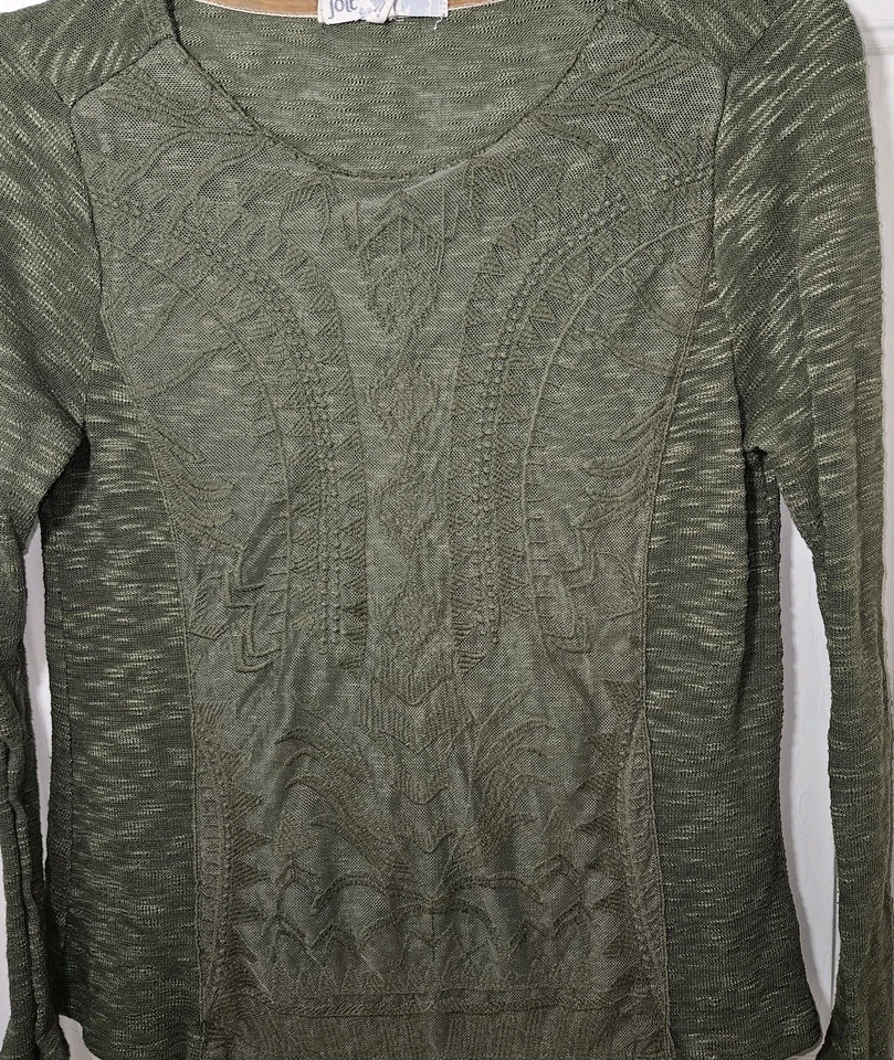 Jolt Top Lace Heathered Army Olive Green Y2K Whimsigoth Fairycore Boho Gypsy Sm - Image 3 of 4