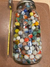 OLD MARBLES 1/2 GAL. 8LB. USA GLASS C.-1910 FRENCH CLAYS VGC GAME COLLECT