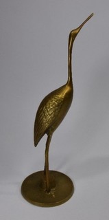 Vintage Messing Kranich Reiher Figur Skulptur Vogel Deko Mid Century