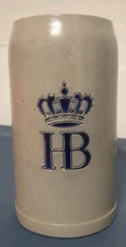 AUTHENTIC Hofbrauhaus Hofbrau Salt Glaze Stoneware 1 L Beer Stein Clay Mug Glass
