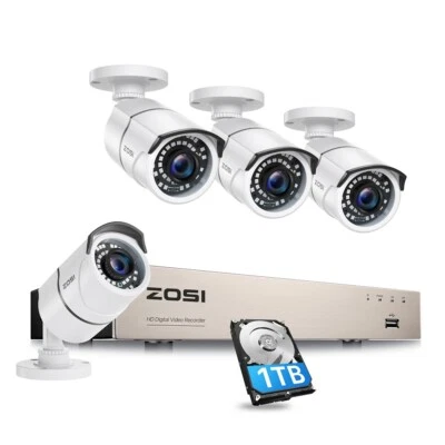 ZOSI 8CH 5MP Lite DVR Outdoor Security Camera System 1080p with Hard Drive 1TB