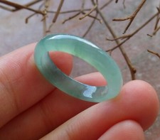Certified Icy Green 100 Natural A JADE Jadeite Circle RING USA. 6.75    530569