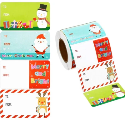 Christmas Label Stickers Xmas Gift Name Tag Present Card Box Seal Crafts Labels