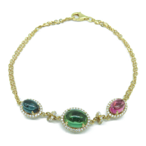 Fine Jewelry 0.28ct Diamond 0.35ct Tourmaline Bracelet 18K Rose Gold Multicolor - Picture 1 of 13