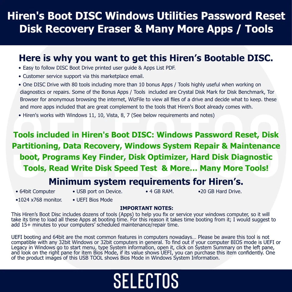 Hiren's Boot CD PC Utilities Disc Password Reset Disk Recovery &More +Apps List - Image 2 of 4