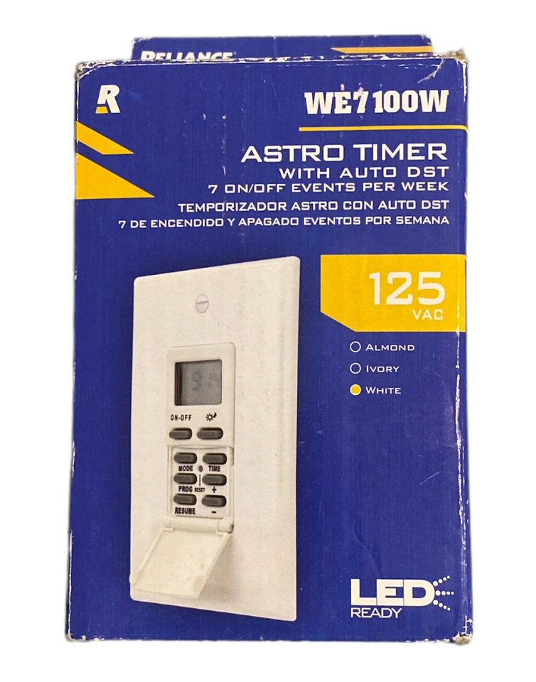 Reliance WE7100W 125 Volt Indoor Digital Astro In-Wall Timer White med NIB - Image 2 of 4