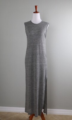 T ALEXANDER WANG $350 Heather Gray 100% Linen Casual Midi Tank Dress Size XS