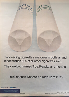 do all cigarettes have tar 1972 True Cigarettes Vintage Print Ad Filter Low Tar and Nicotine Tobacco