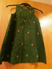 Simi Girls Green Flowers Corduroy  Dress 100% Cotton Size 6X NEW 2012