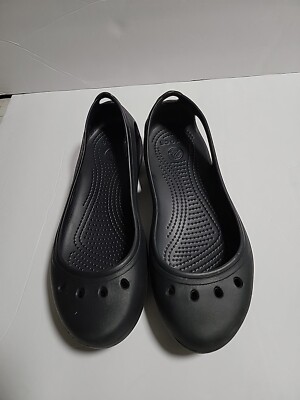 Crocs Kadee Ballet Flat Shoes Women's 9 Black Comfort Slip On Loafer Lightweight