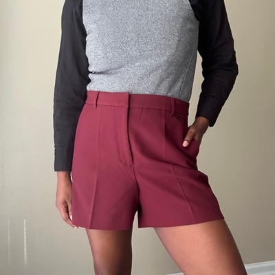 Express Burgundy High Waisted The Editor Shorts Size 10