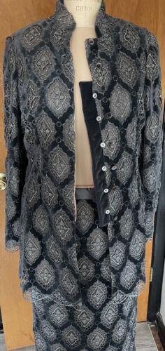 vintage exquisite Peggy Jennings grey Lace Silk s… - image 1