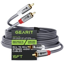 Rca Cable 15ft 2rca Male To 2rca Male Stereo Audio Cables Shielded Braided Rca