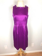 Eliza J Deep Magenta/ Purple Ruffle Satin Feel Dress, Size 8