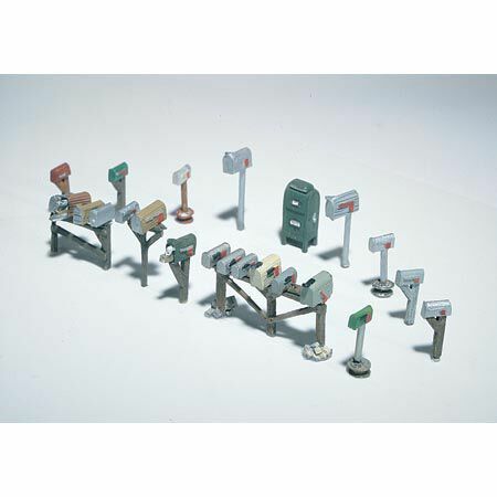 HO Scale Woodland Scenics D206 Assorted Metal Cast Mailbox Kit