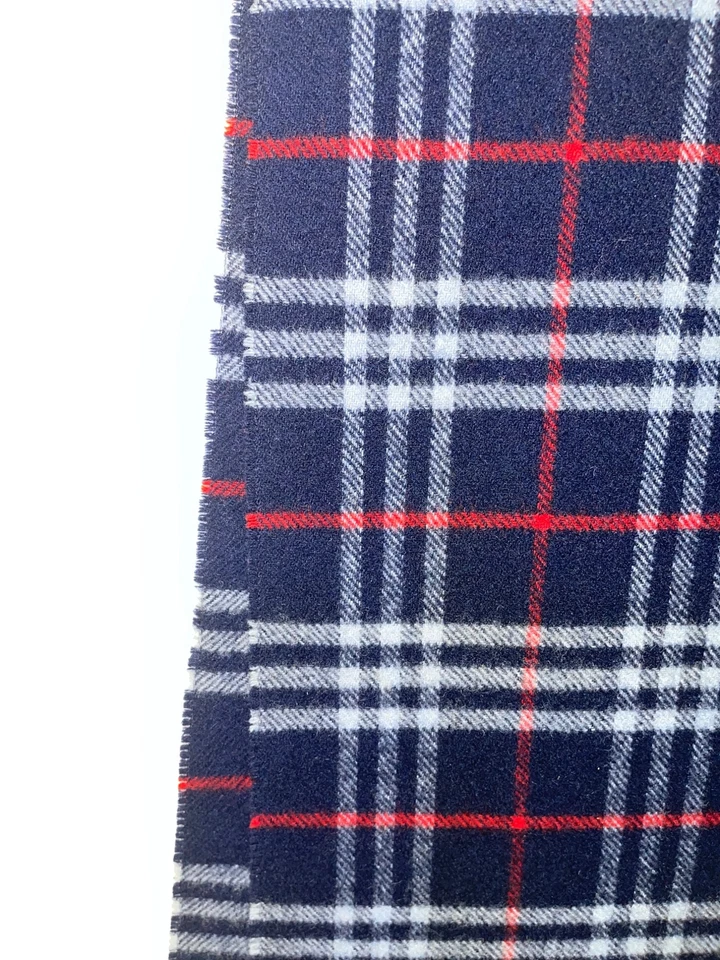 Burberrys Scarf Vintage Womens One Size Blue Check Pure Lambswool Fringe England - Image 2 of 4