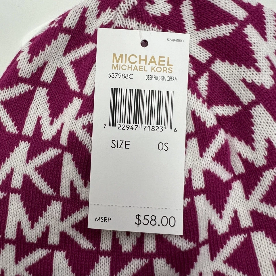 Gorro Michael Kors para mujer talla única rosa y blanco elástico precio de venta sugerido por el fabricante 58 USD Foto 4 de 4
