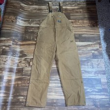 Vintage Oshkosh BGosh Brown Men  s Quilted Overalls Bibs Vestbak 36x30 USA Made